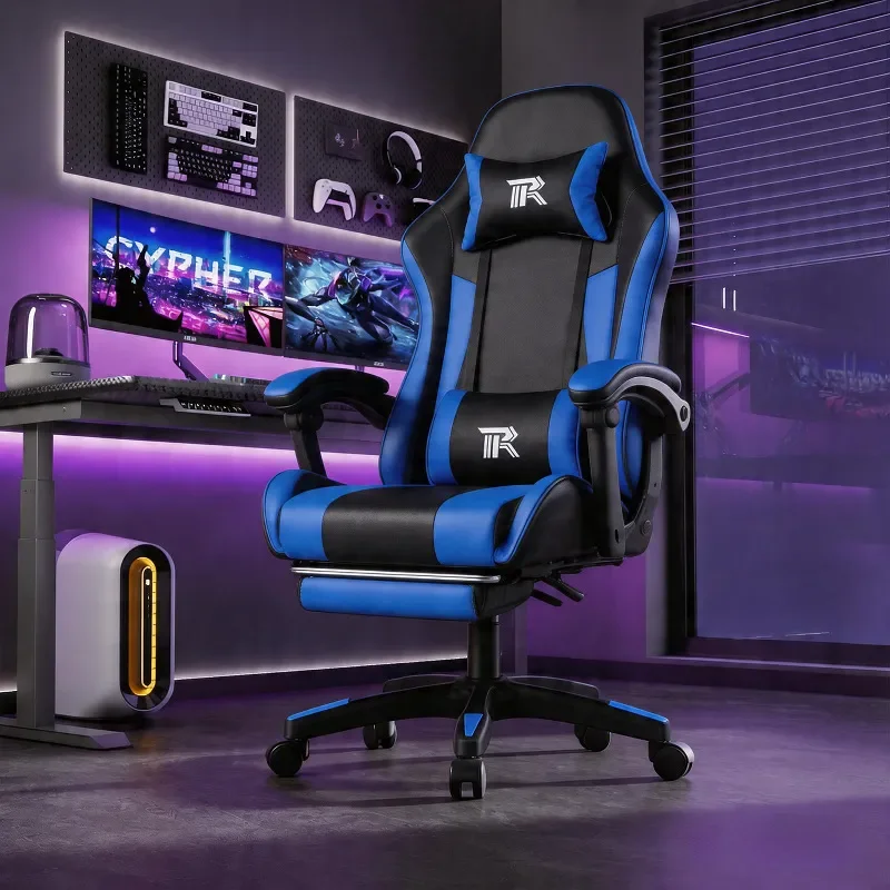 Ergonomic Gaming Chair with Lumbar Support Reclining Swivel Computer Desk Chair for Home Office Live Streaming Comfortable