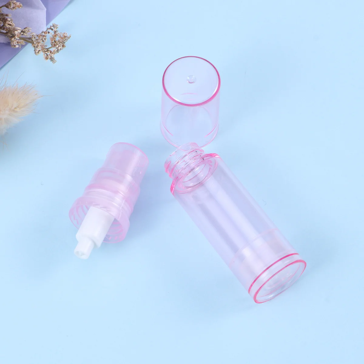 

4pcs Empty Airless Pump Bottles 5Ml Pink Portable Refillable Travel Container For Lotion Cream Serum Shampoo Conditioner