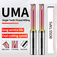 Boss Taps 1PCS CNC Machine Solid Carbide Single Tooth Thread Milling M1 M1.6 M2 M3 M4 M5 M6 M8 M10 M12 M14 Mill Mills Cutter