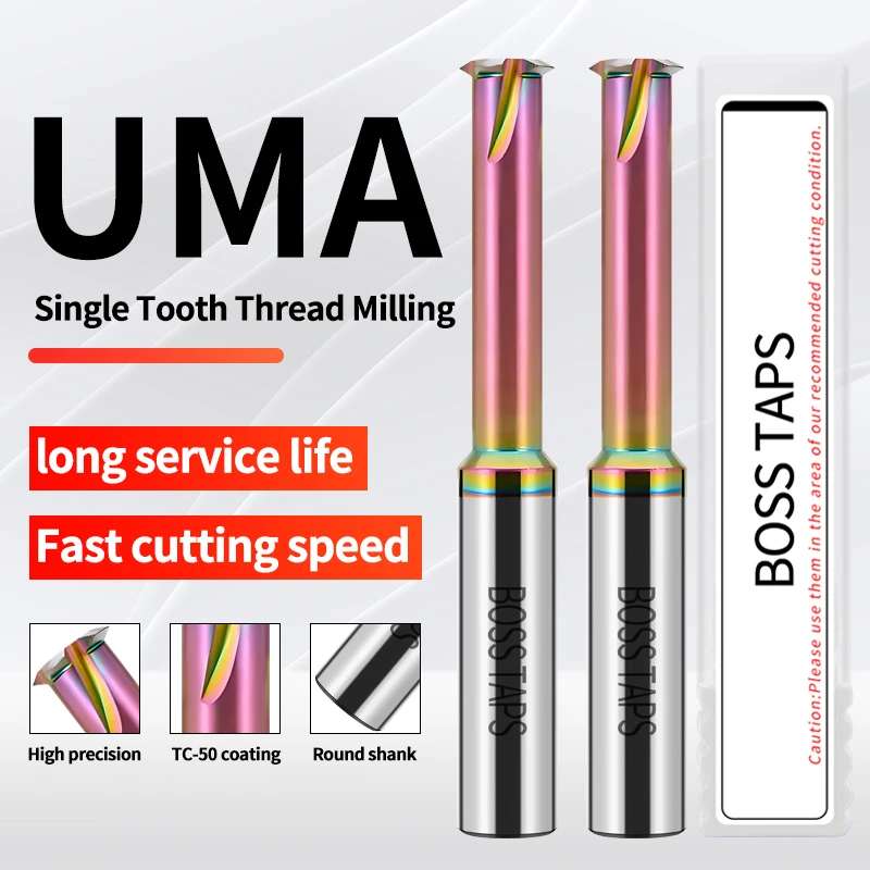 Boss Taps 1PCS CNC Machine Solid Carbide Single Tooth Thread Milling M1 M1.6 M2 M3 M4 M5 M6 M8 M10 M12 M14 Mill Mills Cutter