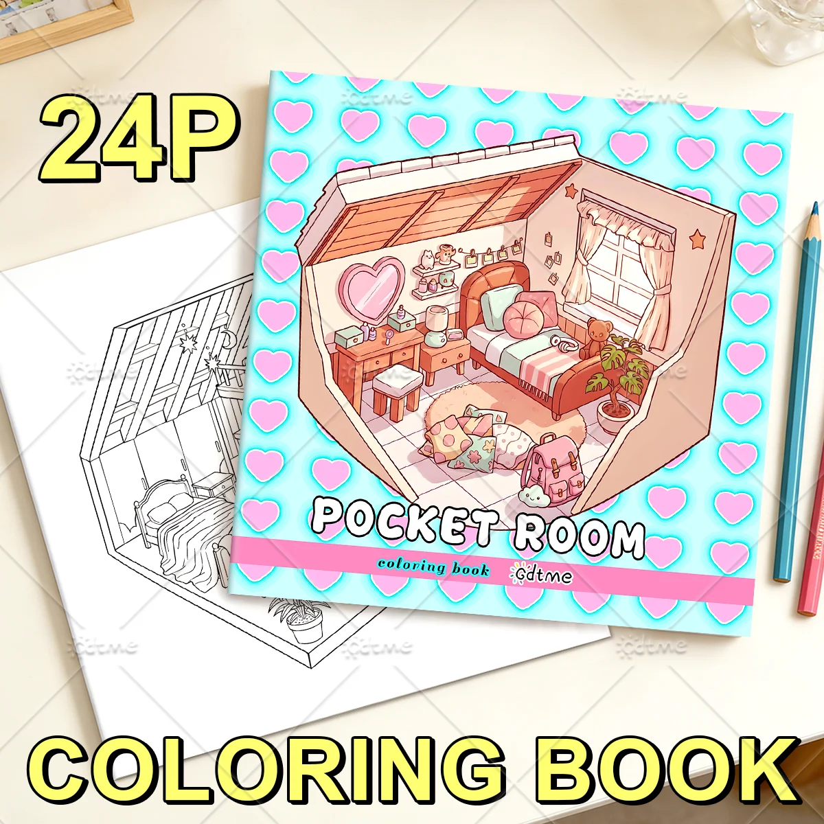 POCKET ROOM Malbuch mit Auffälligen und Einfachen Mustern für Erwachsene Niedliches Zeichenbuch Perfektes Geschenk für Partys und Geburtstage – Detail 1