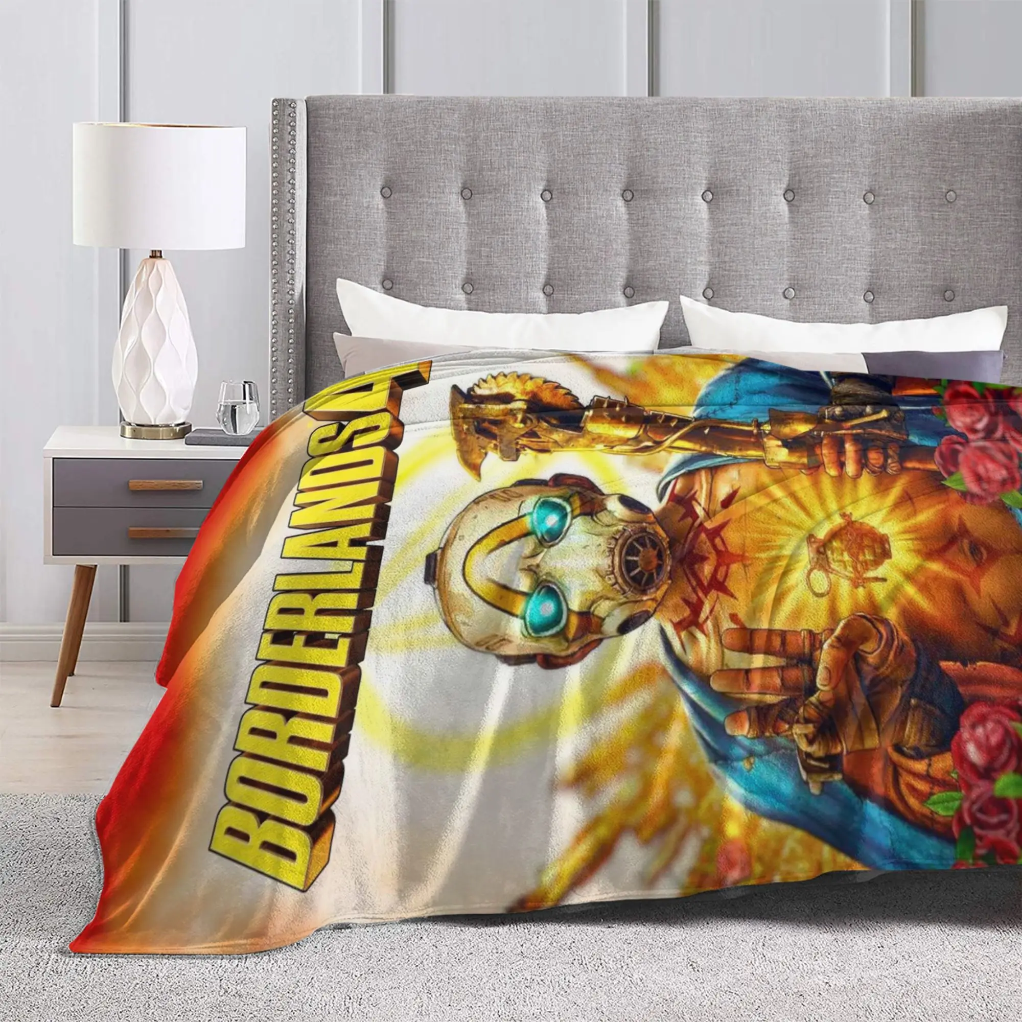 بطانيات لعبة Borderlands 4 من الصوف المريحة وخفيفة الوزن ورفيعة لمفرش الأريكة