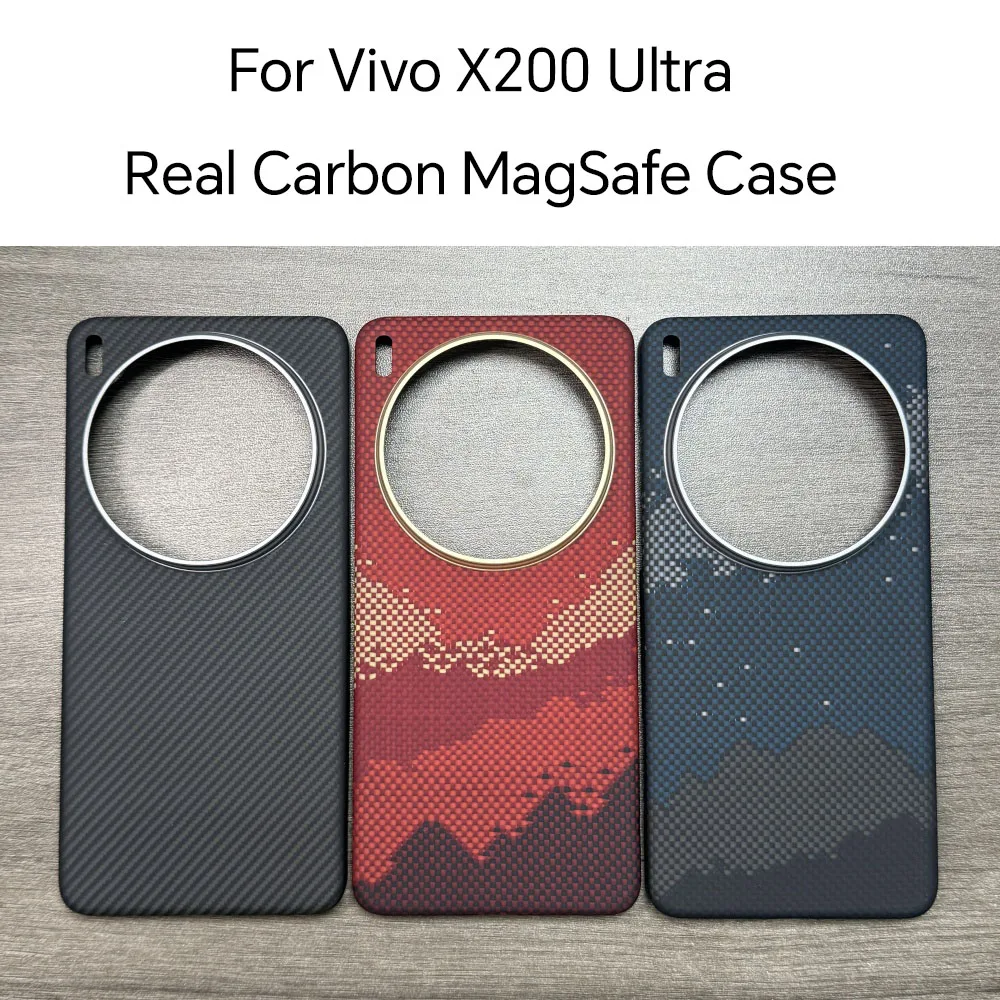 

Ультракарбоновый чехол для Vivo x200, настоящий чехол для телефона Kevlar Magsafe, роскошный ультралегкий ультратонкий защитный чехол из углеродного волокна