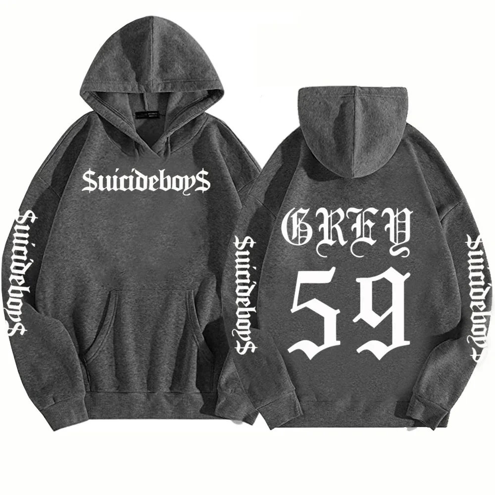 2024 Suicide Boy G59 Rapper Hip Hop Floral Print Hoodie Men Harajuku Loose Comfortable Jumper Personality Top Street Wear