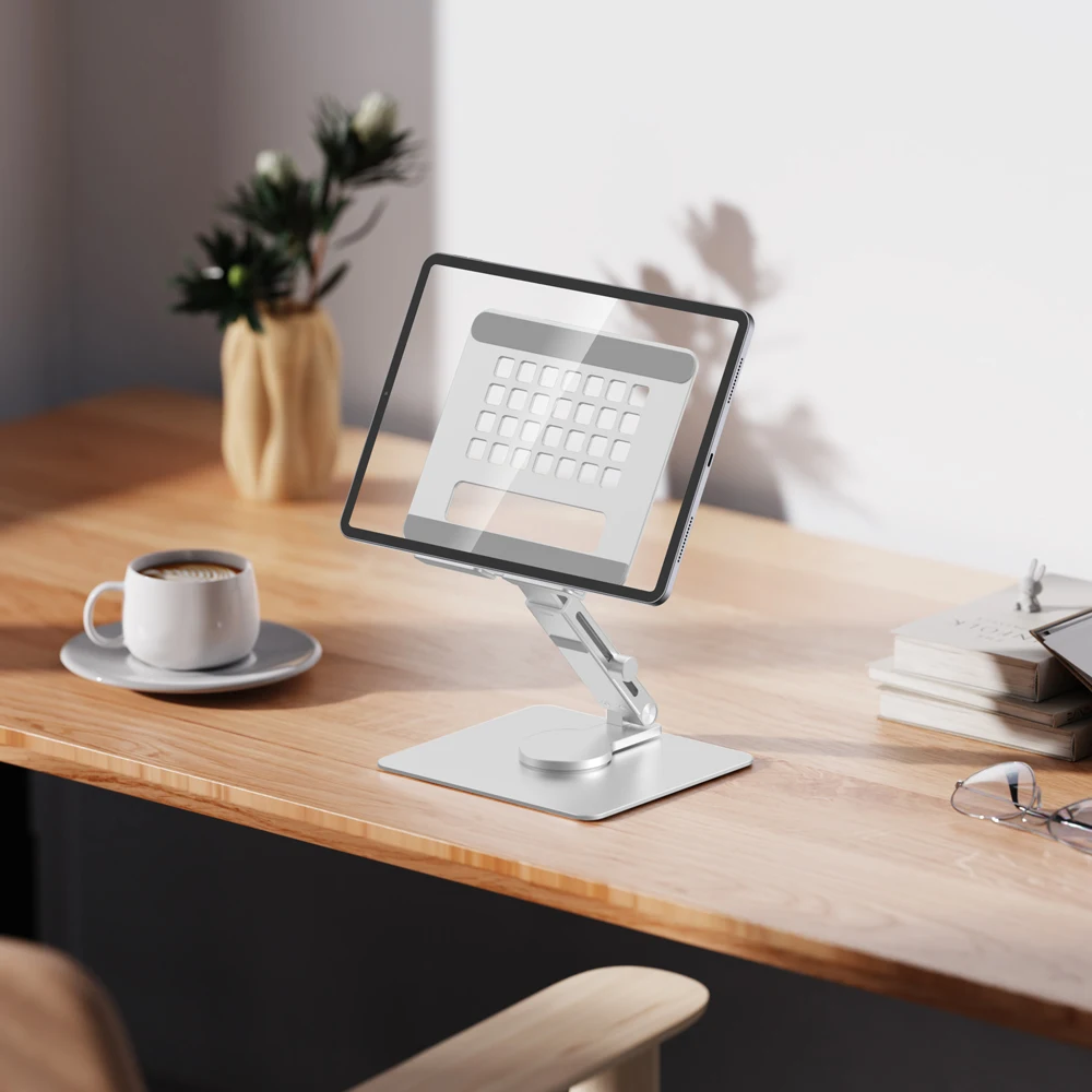 Portable Aluminum Tablet Stand Holder Desktop Folding Adjustable Rotating Metal Universal Stand for Ipad Pro Air Office Home Use view 3