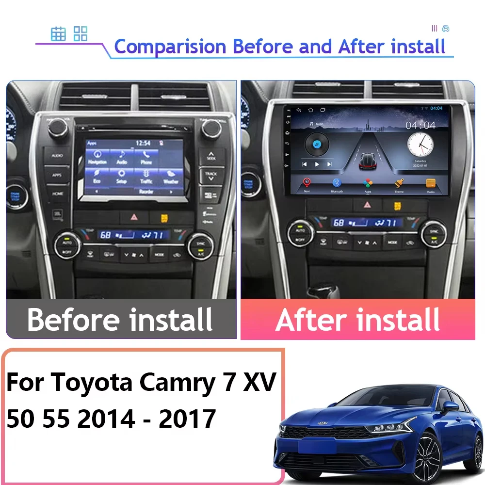 Android 14 For Toyota Camry 7 XV 50 55 2014 - 2017 Car Radio Multimedia Player Navigation Stereo GPS Auto Head Unit WIFI Carplay