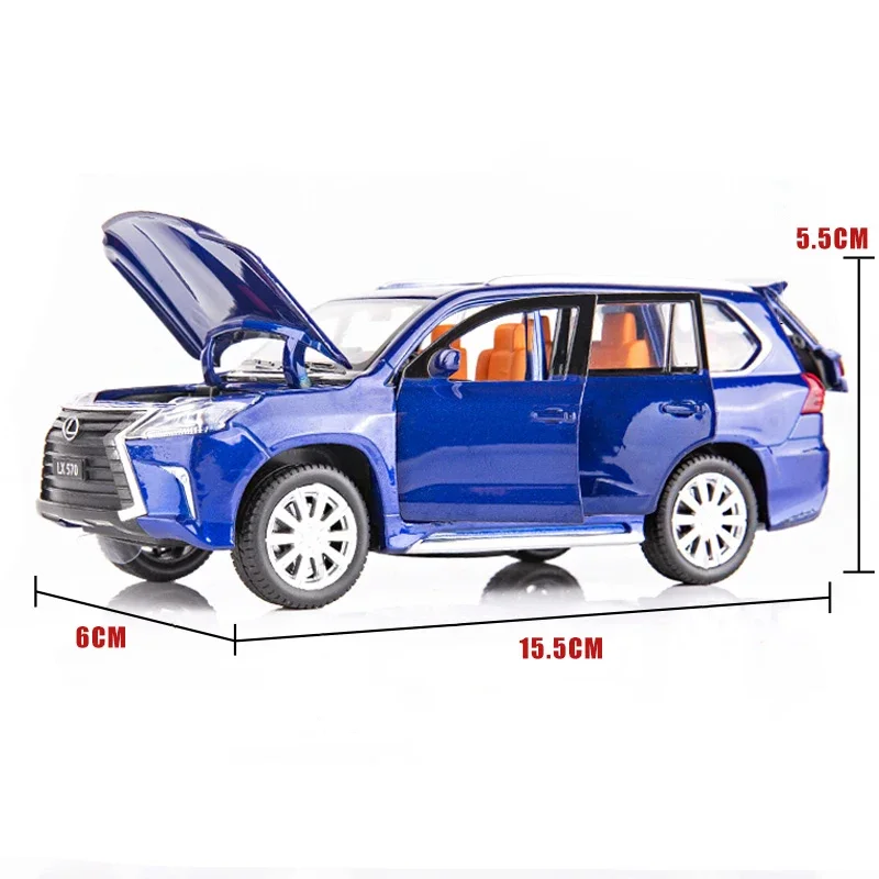 1:32 렉서스 LX570 SUV 합금 자동차 모형 다이캐스트 금속 장난감 자동차 후진 사운드 및 라이트 컬렉션 어린이 선물 미니아
