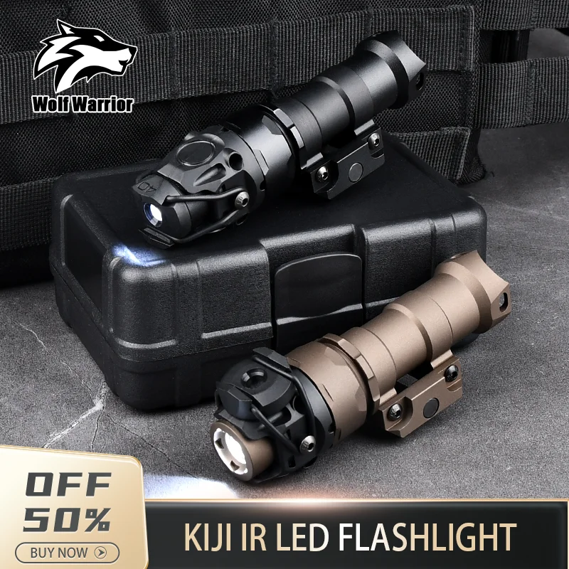 Tactical KIJI K1 IR Illuminator LED Flashlight Hunting Weapon Scout Light Dual Function Pressure Switch Fit 20mm Picatinny Rail