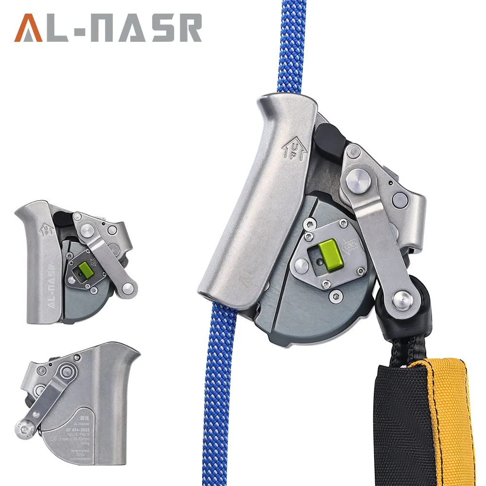 Xinda Dual Mode Adjustable Fall Arrestor 150KG Rock Climbing Anti-fall Device Descender Belay with Buffer Bag and Carabiner