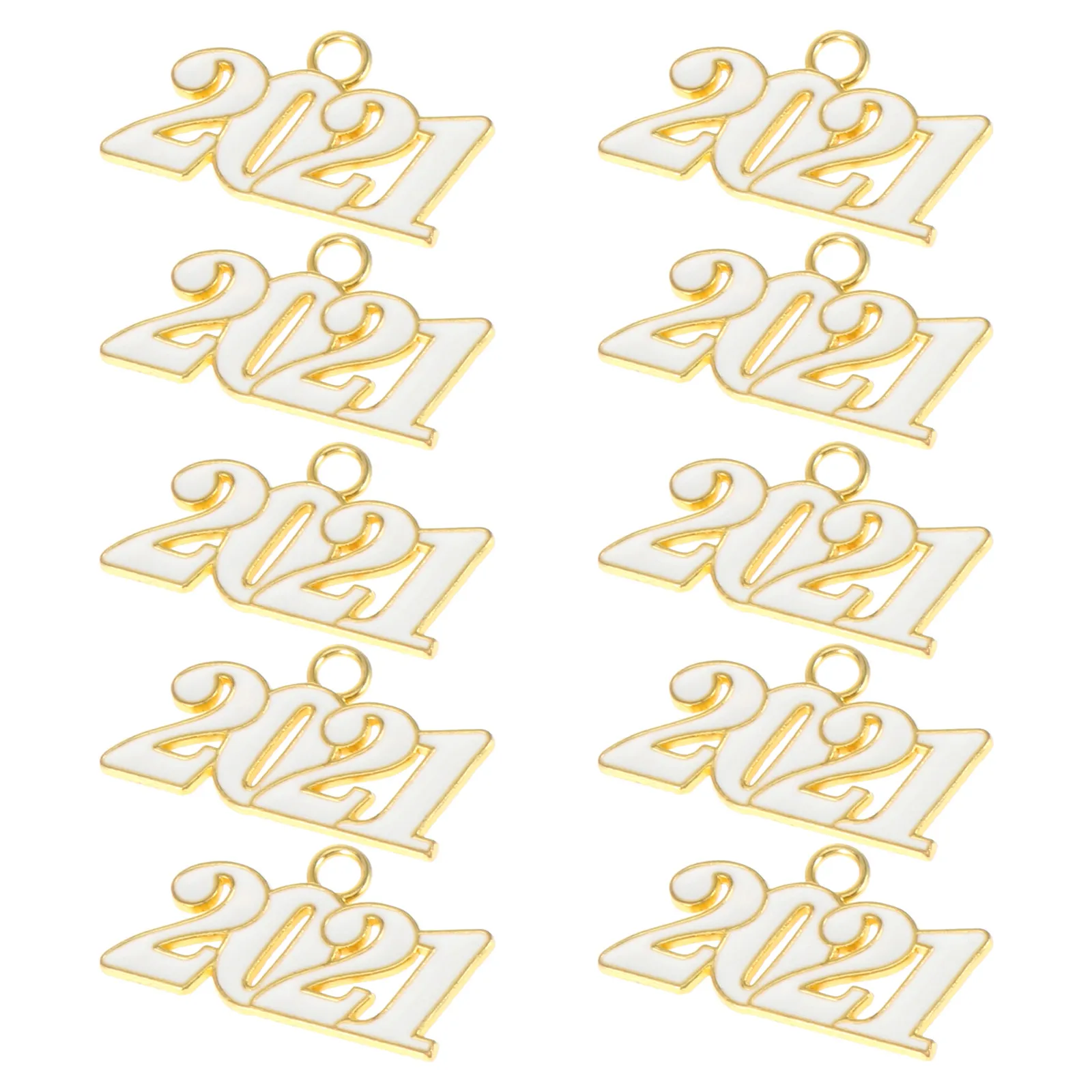 10Pcs 2021 Number Pendant Assortment Premium Alloy Creative Craft Decor for Jewelry Making Party Decoration Number Ornament Set