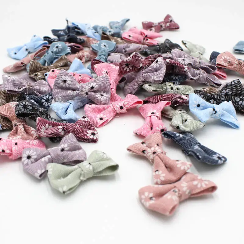 30PCS/lot Cloth Girls Bow DIY Mini Hair Bow for Craft Grosgrain Bow Tie Scrapbooking Wedding Decoration