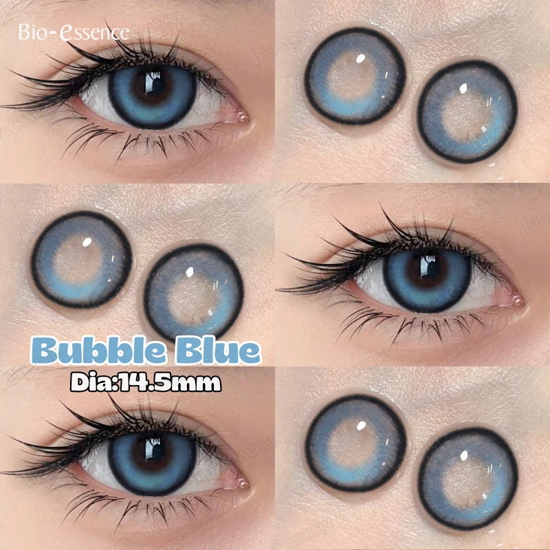 Bio-essence 1Pair Gray Contact Lenses with Diopter Yearly Blue Lens New Style Colorcon Cosmetics Beauty Brown Eyes Makeup Pupils