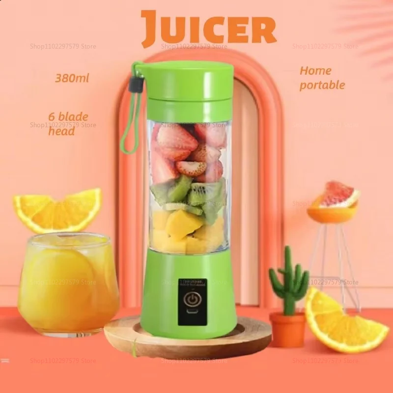 Exprimidor eléctrico portátil de 380ml, licuadora de batidos recargable por USB, procesador de alimentos, mezclador de frutas, Mini exprimidor compacto de cocina