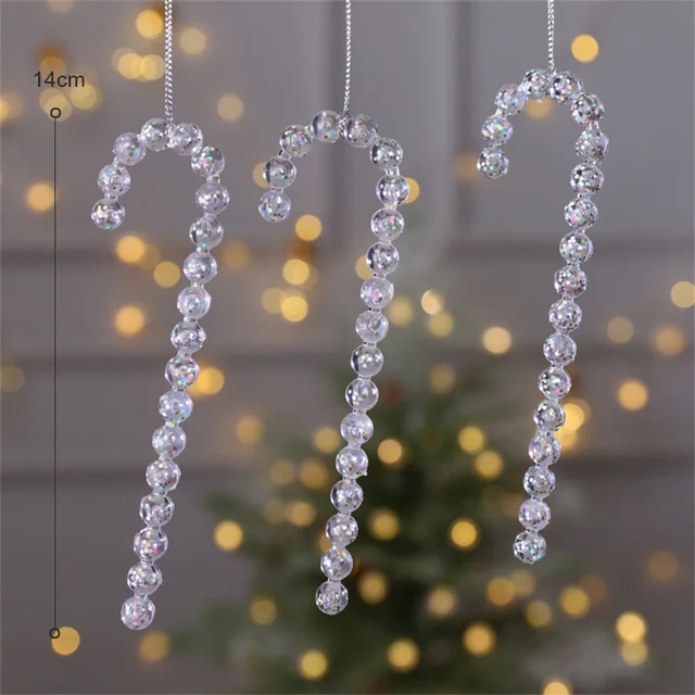 Christmas Tree Pendant Clear Acrylic Snowflake Icicle Wreath Hanging Ornaments For Xmas New Year Party Home Decoration Noel Gift