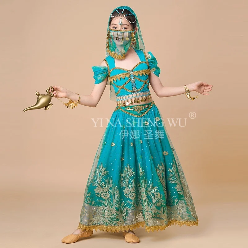 Children's Indian Princess Belly Dance Set Eastern Indian Dance Sari Girl Performance Clothing Children's Stage Costumes view 5