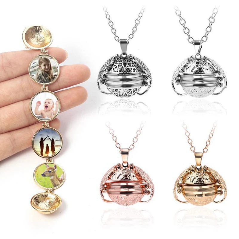 Multi Layers Wing Photo Locket Necklace 4/5/6 Sheets Openable Memory Album Pendant DIY Custom Jewelry Accessories