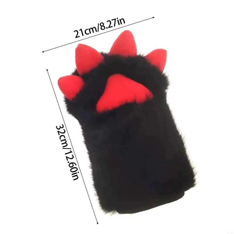 Plush Costume Gloves with Quick On-and-Off Wrist Fastening for Role-Play 6XDA 4