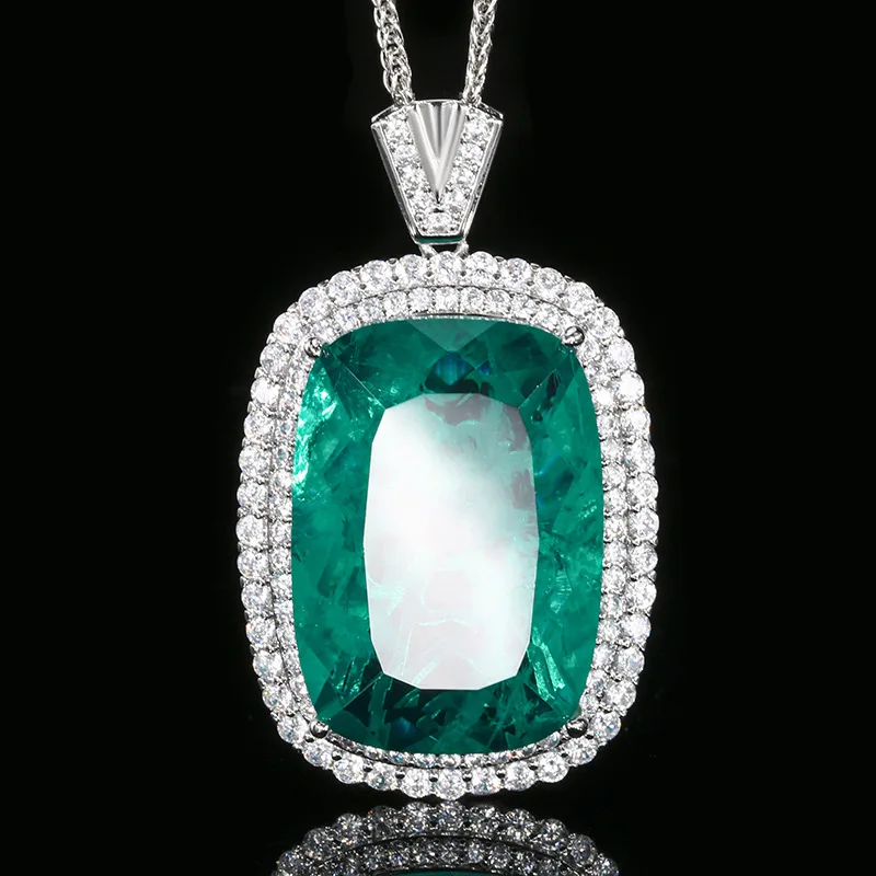 Jewelry Gold-Plated European and American Emerald Pendant Necklace Stone 20*28