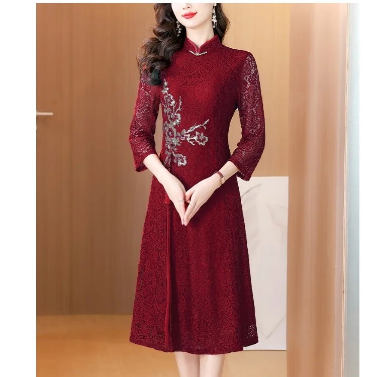 Young Style Wedding Dress for Mother of the Bride Gown Wedding Celebration  Polyester Fiber Seven Sleeve Length
