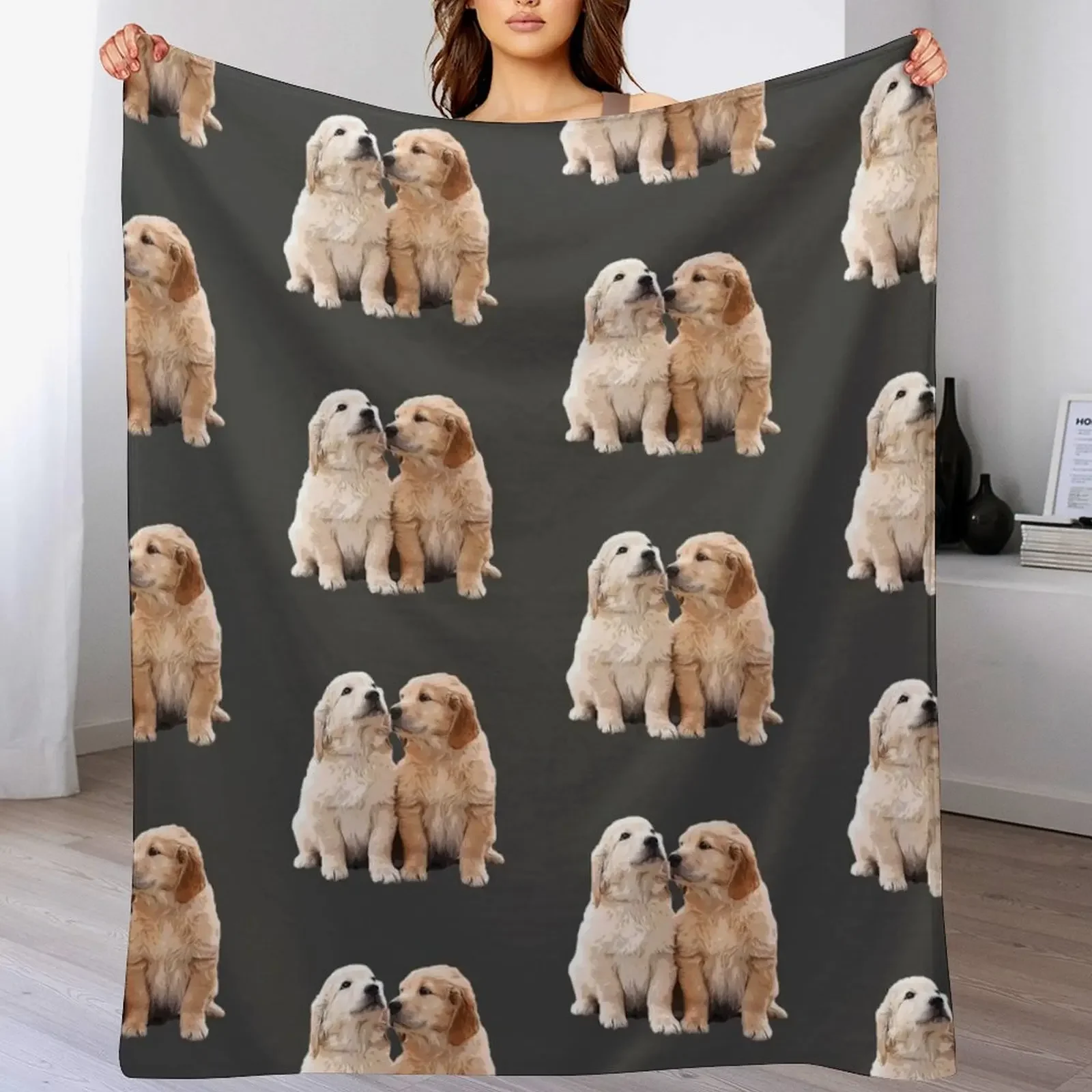 Golden Retriever Puppies Throw Blanket Air Conditioner Soft Blanket for Office Home