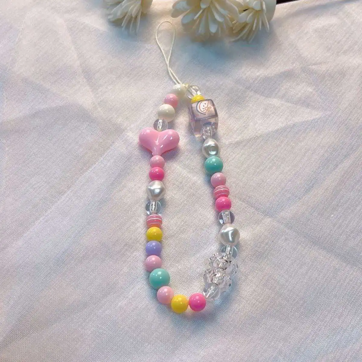 Telefon Anti-verloren Lanyard Schlüssel Kurze Handgelenk Anhänger Bunte Macaron Runde Perle Anhänger frauen hand Kette Handy Lanyard