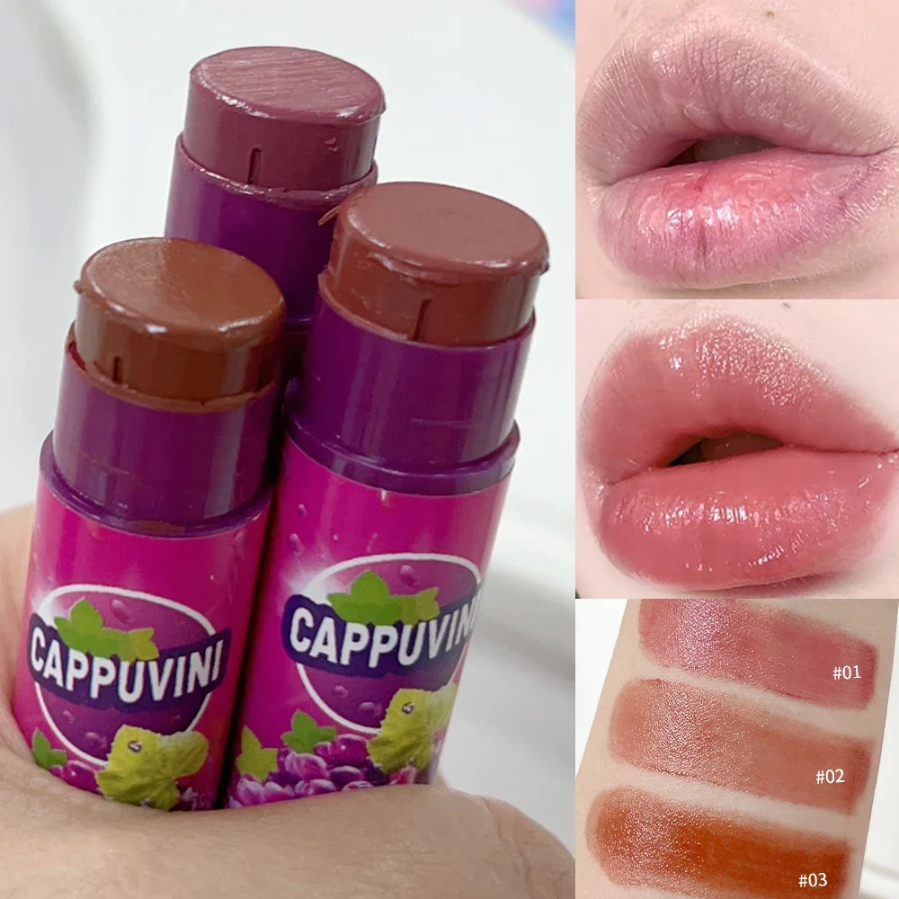 Colored Lip Balm Cute Fruit Moisturizing Grape Lip Tint Long Lasting Peach Red Lipstick Set Waterproof Korean Makeup Cosmetics