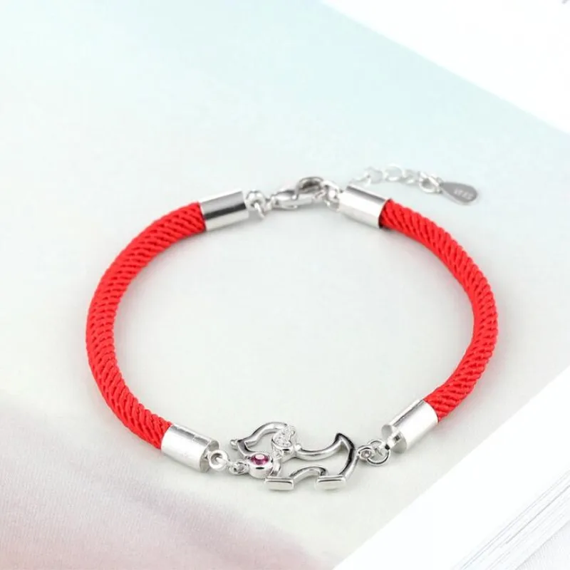 Double Sided Dog Fashion New 925 Sterling Silver Jewelry Puppy Red Rope Dog Personality Bracelets  SL042
