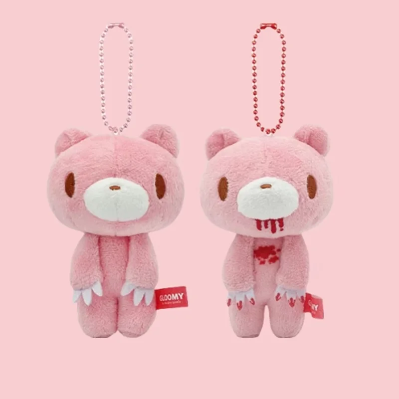 Cartoon Pink Bear Plush Keychain Plush Doll Cute Bloodthirsty Pink Bear Keyring Car Keys Backpack Purse Decor Bag Charm Gifts