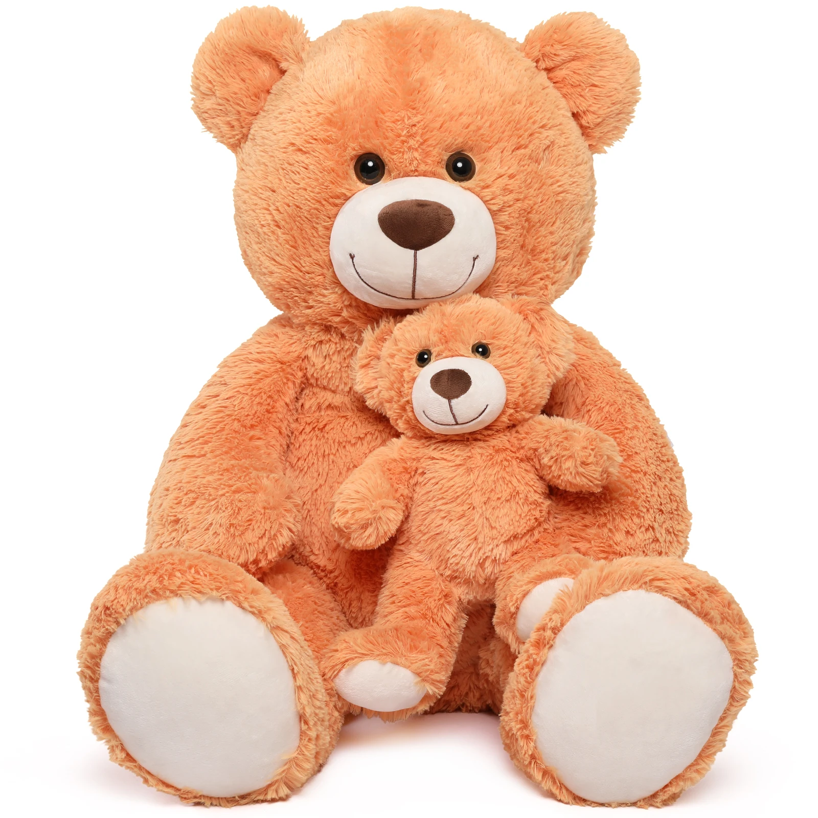 

Гигантский плюшевый мишка MorisMos для мамы и ребенка, большие плюшевые мишки 39 дюймов, плюшевые мишки для детского душа, оранжевый