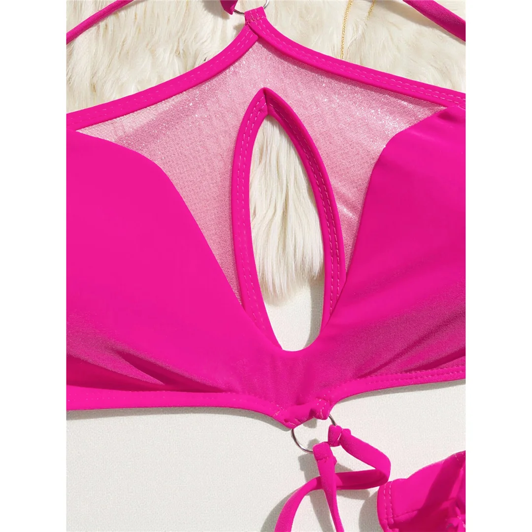 S - XL Cut-Out-Netzstoff, durchsichtig, hoher Beinausschnitt, Damen-Badeanzug, einteiliger Badeanzug, Damen-Monokini, gepolsterter Badeanzug, Badebekleidung, Badeanzug, V8008 – Detail 6