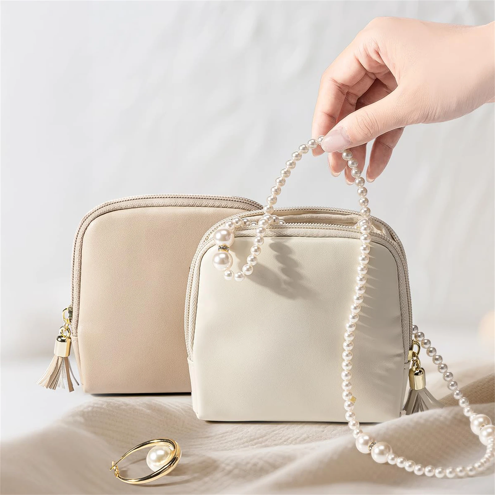Fabric Jewelry Organizer for Travel Women Mini Portable Jewelry Pouch Small Ring Earring Necklace Case Durable Essentials