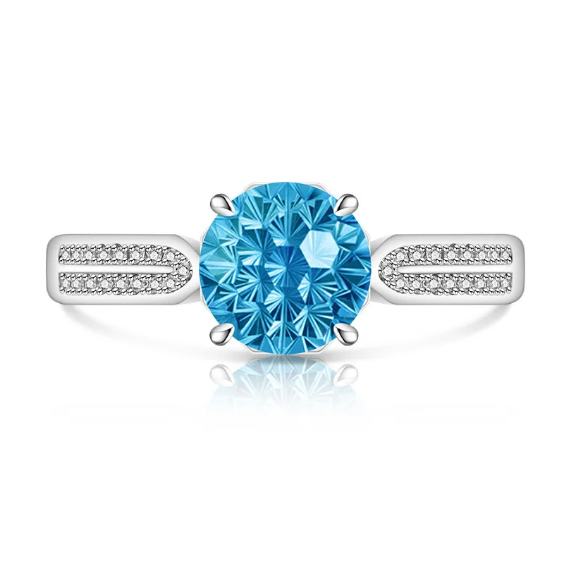 Schlichter, Dezent-Eleganter 925 Sterling Silber Dahliaschliff Hochkarätiger Diamant Mode Damenring Schmuck – Detail 15