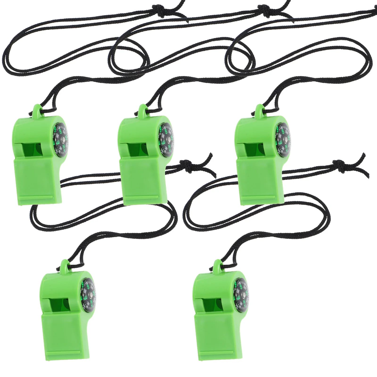 

5pcs Whistle Compass for Party Games Sports Activities Green Abs Kids Referee Toy Favors Pet Training Plastic Cheer Hanging DIY