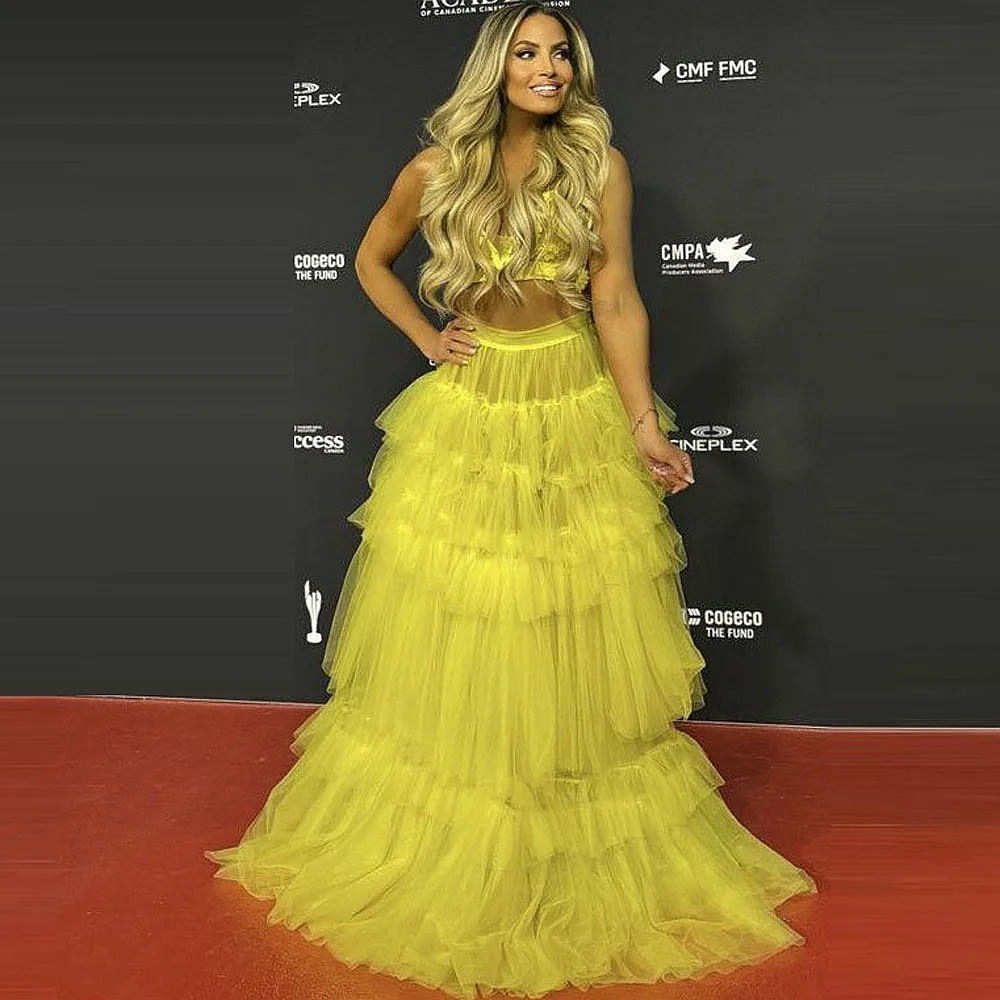 

Yellow Tulle Skirts For Women Elastic Waist Tiered Tulle Puffy Long Maxi Tulle Skirts Without Top Black Girls Birthday Skirt