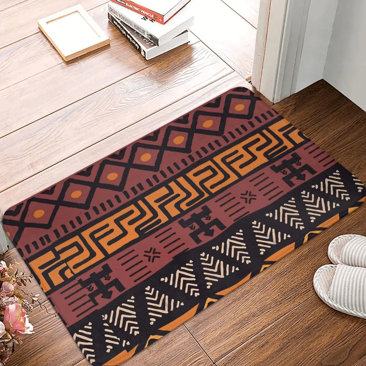 

Ethnic African Bath Non-Slip Carpet Tribal Mudcloth Pattern Bedroom Mat Entrance Door Doormat Home Decoration Rug