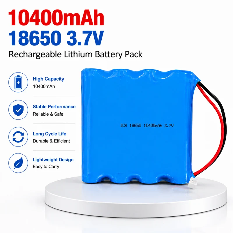 10400 mAh 18650 3,7 V vierparalleler wiederaufladbarer Lithium-Akku mit Schutzplatine für Angellichter, LED-Mining-Lampen