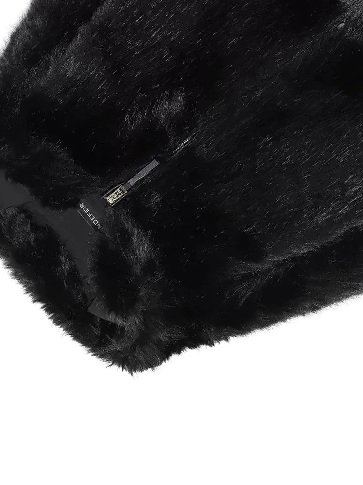 HH 2026 Nowy damski zimowy płaszcz z pluszu, ciepły i swobodny, z klapami i kapturem, kurtka z sztucznego futra, modny płaszcz damski