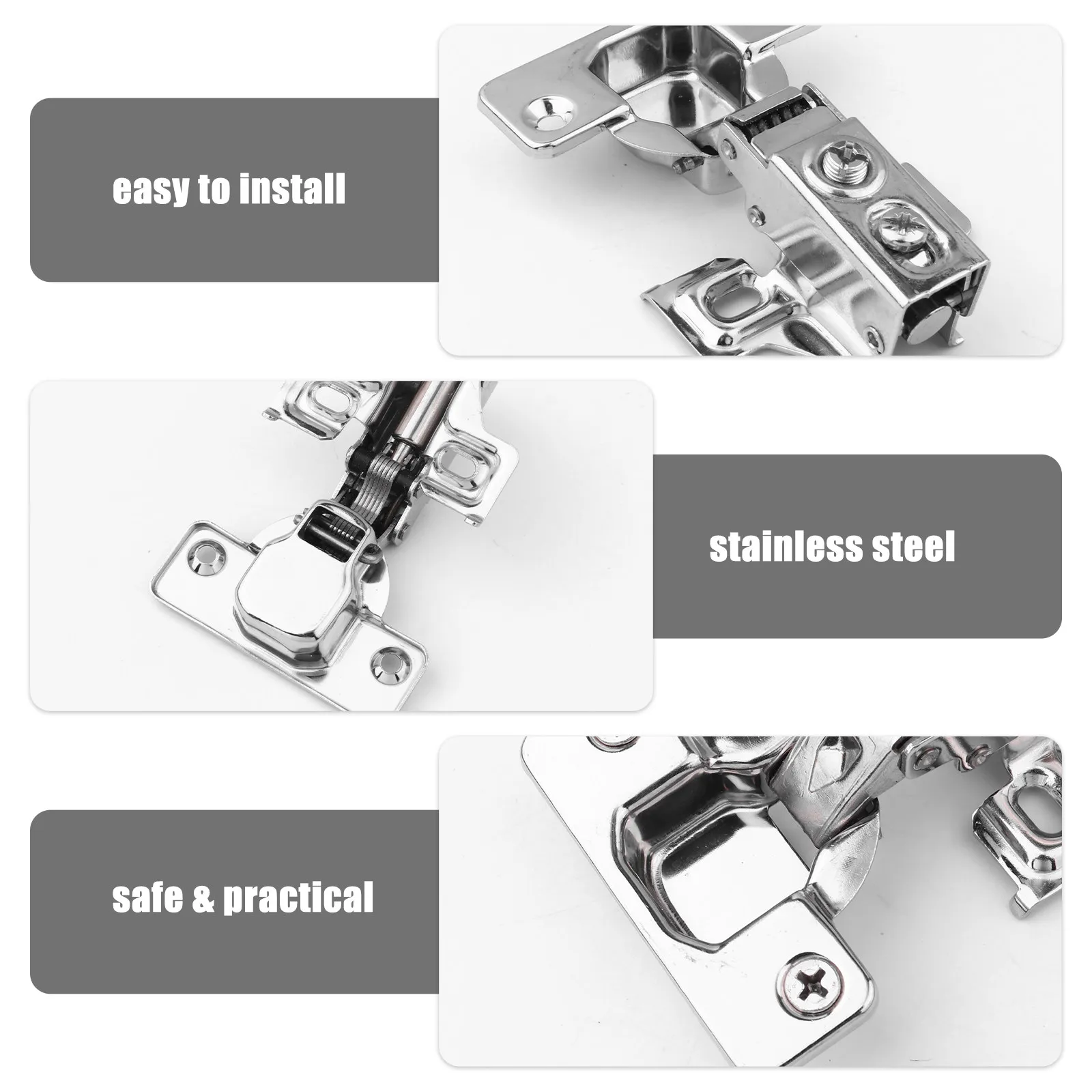10Sets Premium Stainless Steel Soft Close Hydraulic Hinges for Cabinets 90 Degree Opening Half Inch Overlay Heavy Duty 3-Way