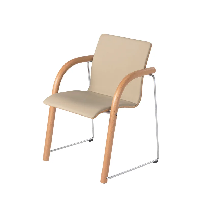

Modern simple solid wood dining chair Japanese track backrest armrest light luxury home office desk computer chair