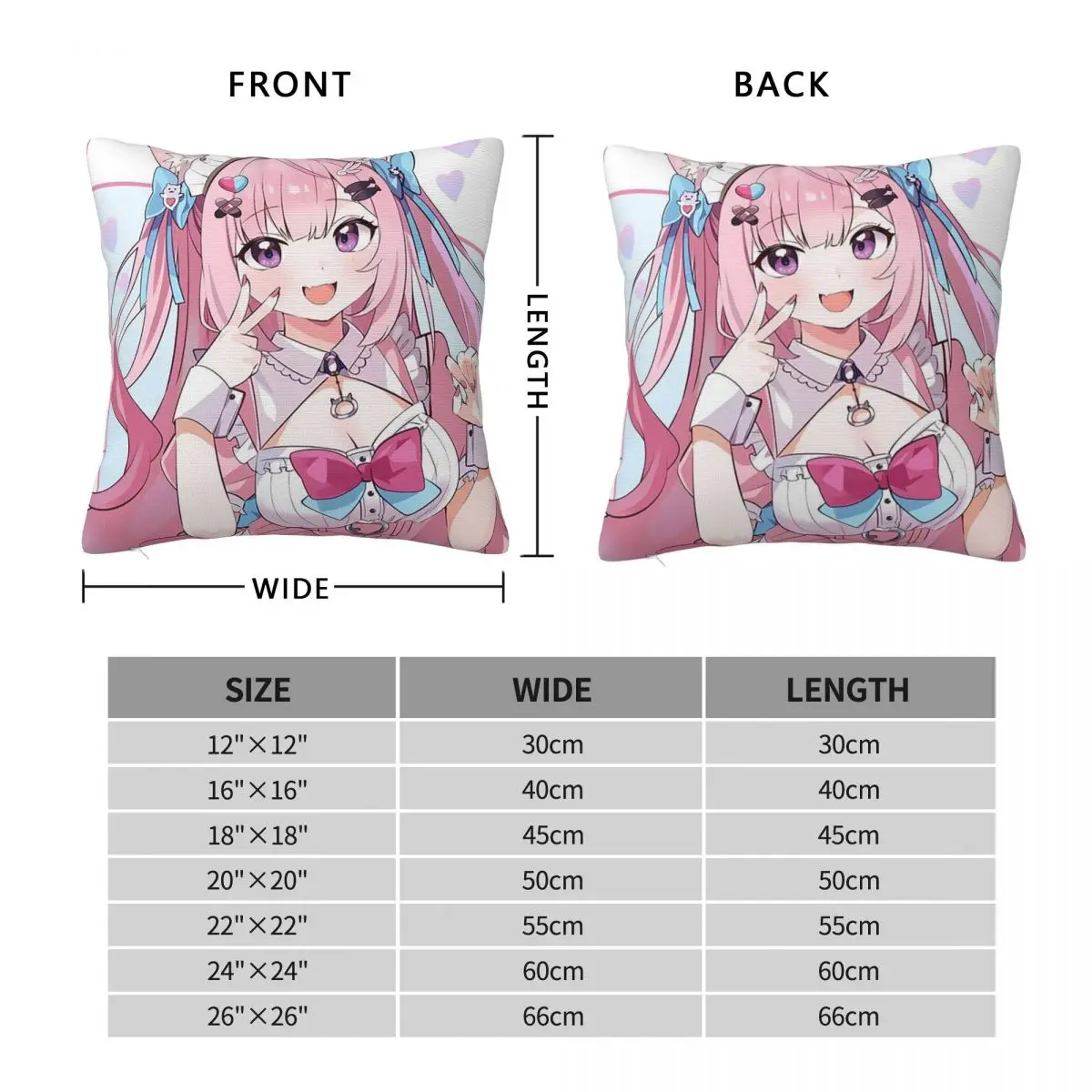 Virtual Artist Kawaii Yuuki Sakuna Square Pillowcase Cushion Cover Pillow Case Throw Pillow Cover for Home Bedroom Car