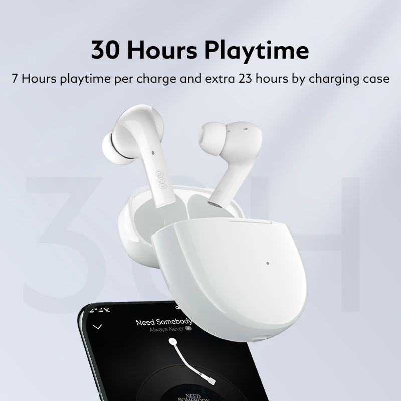 QCY T18 Wireless Earphones Bluetooth 5.2 Earbuds QCC3040 aptX Voice 32kHz 4 Mic CVC HD Call Headphones Dual-device Connection