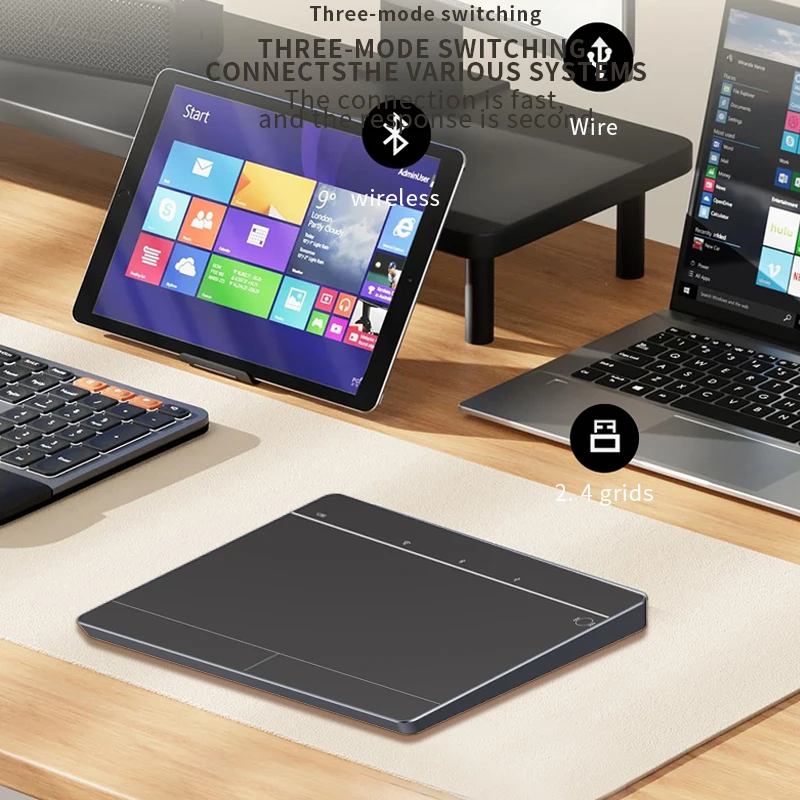 JOMAA Bluetooth Tri-Modes Wireless Touchpad for Windows/iOS Portable Touchpad Mouse with Multi-Gesture and Vibration Feedback