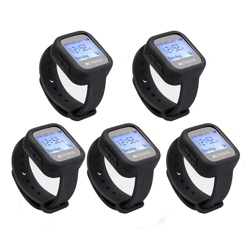 AAA+ 5pcs TD106 Wireless Waterproof Watch Receiver Restaurant Pager Waiter Calling System 433MHz For Customer Cafe Service