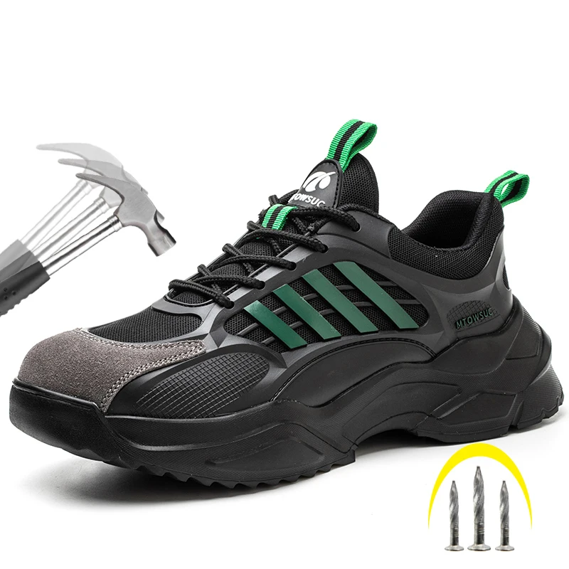 Männer Luxus Mode atmungsaktive Stahl Zehen kappen Arbeits schuhe im Freien Arbeiter Sicherheits stiefel Marke Designer Sicherheits schuhe schützen