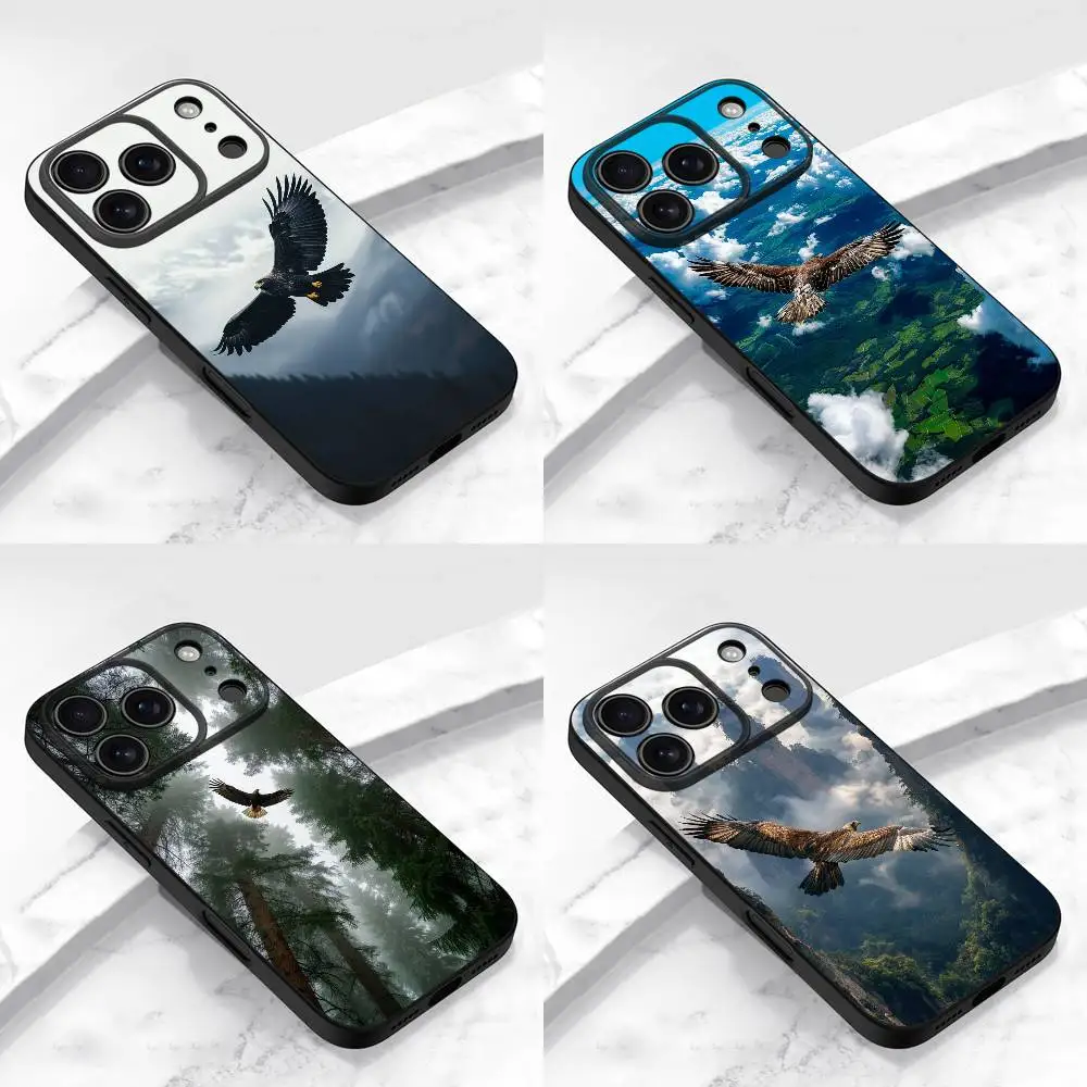 

Eagle Hawk Falcon Bird Phone Case For iPhone 17,16,15,14,13,12,11,Pro,Max,Plus,E,Air,Mini Protective Black Cover