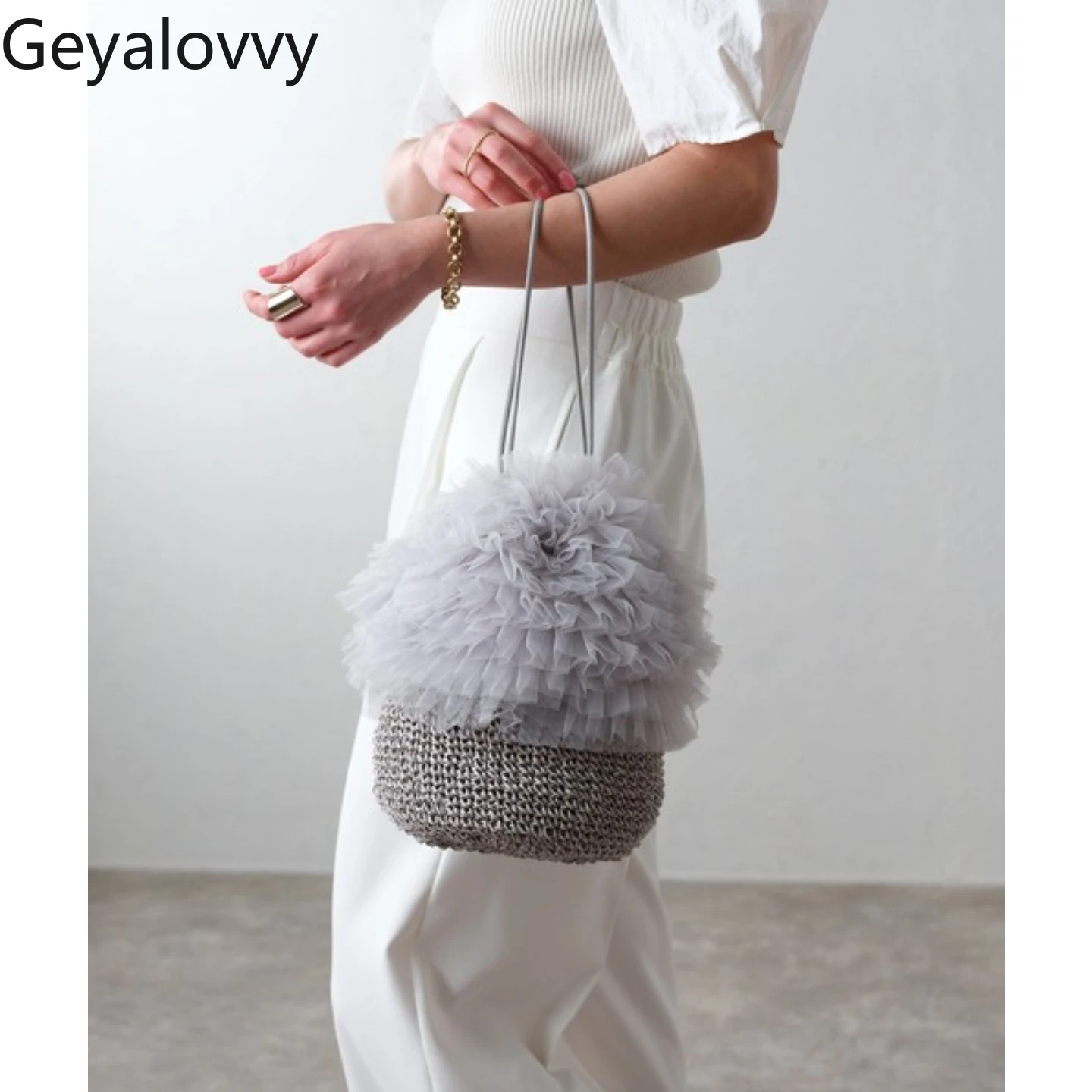 Japanese Style Casual Handbag Femme Lotus Leaf Edge Drawstring Basket Bag Elegant Fashion 2025 New Women's Hand Bags