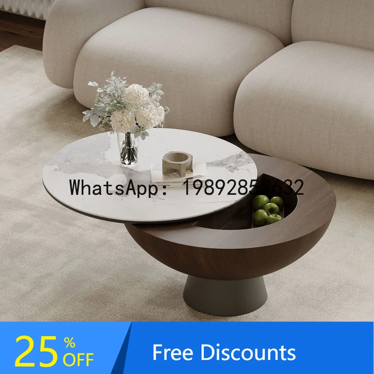 Minimalist Round Storage Coffee Table Internet Celebrity Creative Large Capacity Small Apartment High-end Multi-functional