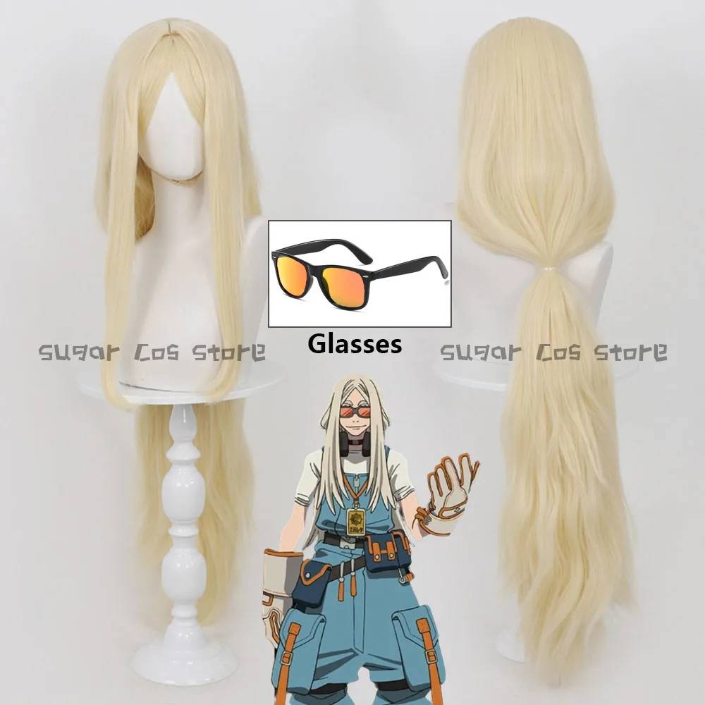 

Gachiakuta August Stilza Anime Cosplay Wig Long Blonde Heat Resistant Synthetic Hair Glasses Props Halloween Carnival Party