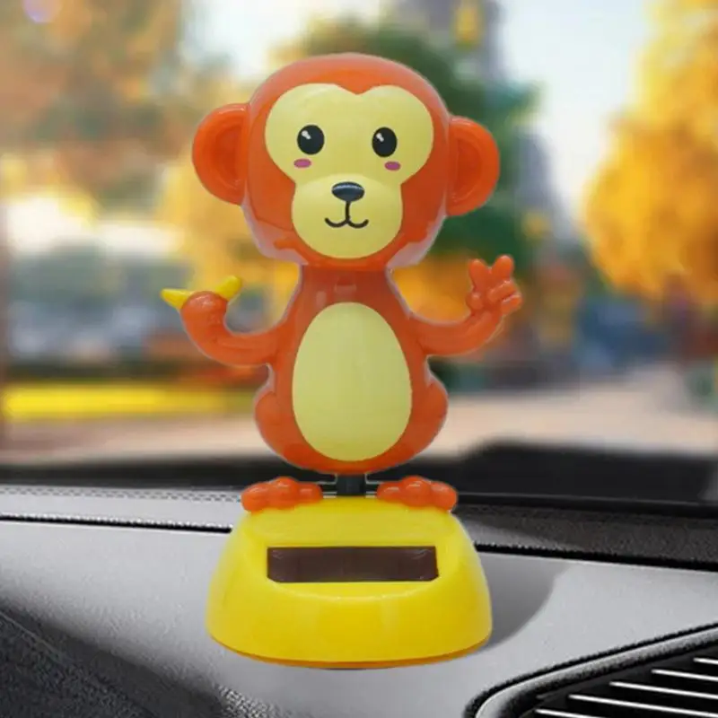 Solar Dancing Toys Cartoon Red Monkey Auto Doll Decor Strong Back Adhesive Auto Interior Decoration For Homes Cars Bedrooms Work