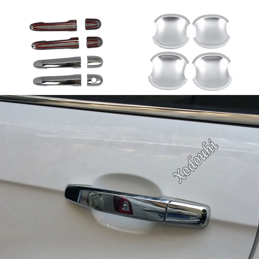 For Kia Sorento L 2009 2010 2011 2012 Car Body Armrest Inner Sticks Frame Lamp Trim ABS Chrome Door Handle Molding Part 8pcs